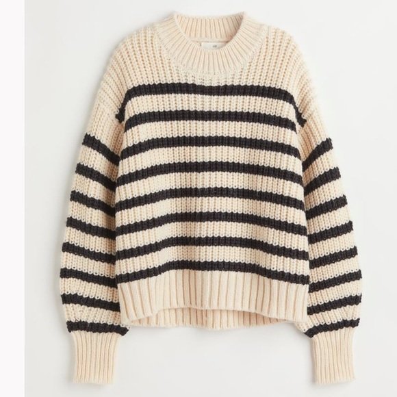 H & M Soft Knit Sweater Dropped Shoulder Long Sleeve Ribbed Neckline Size XL - Picture 1 of 11